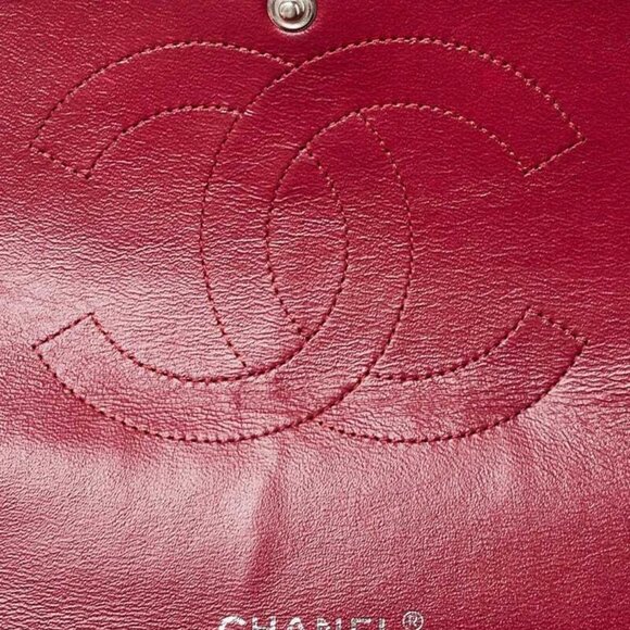 Chanel Red Quilted Patent Leather Classic Maxi Double Flap Bag - Picture 3 of 11